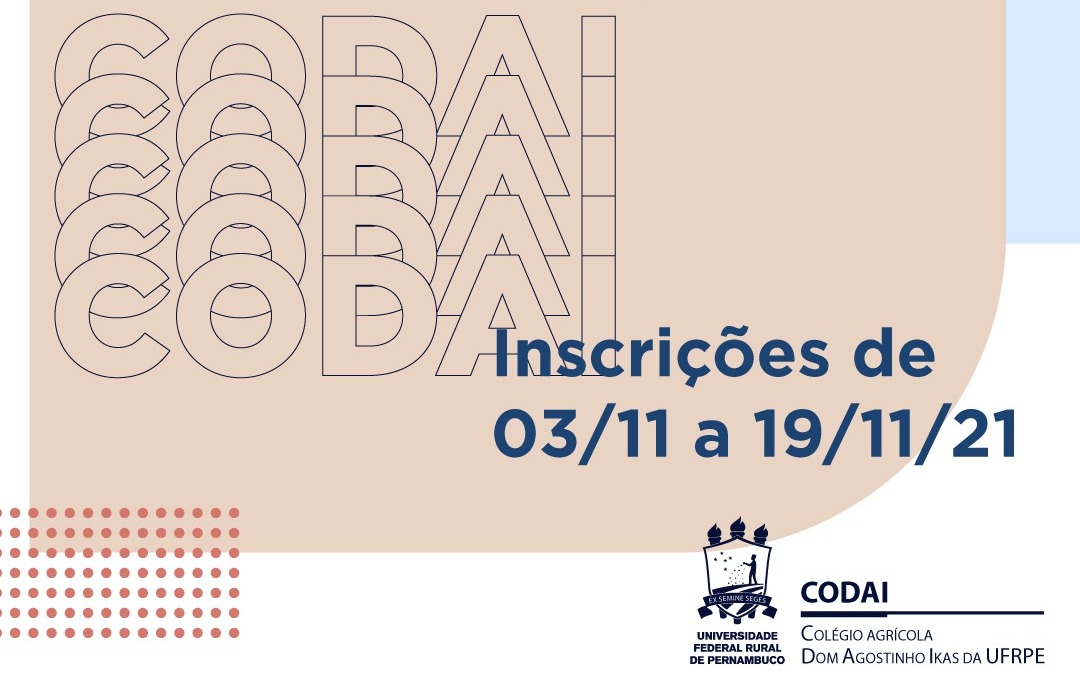 imagem com frase Codai Inscrições de 3 a 19/11