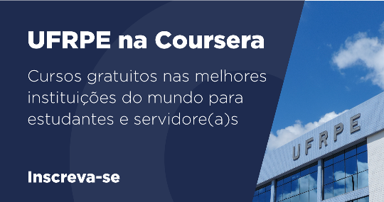 imagem UFRPE na Coursera azul com fachada da universidade