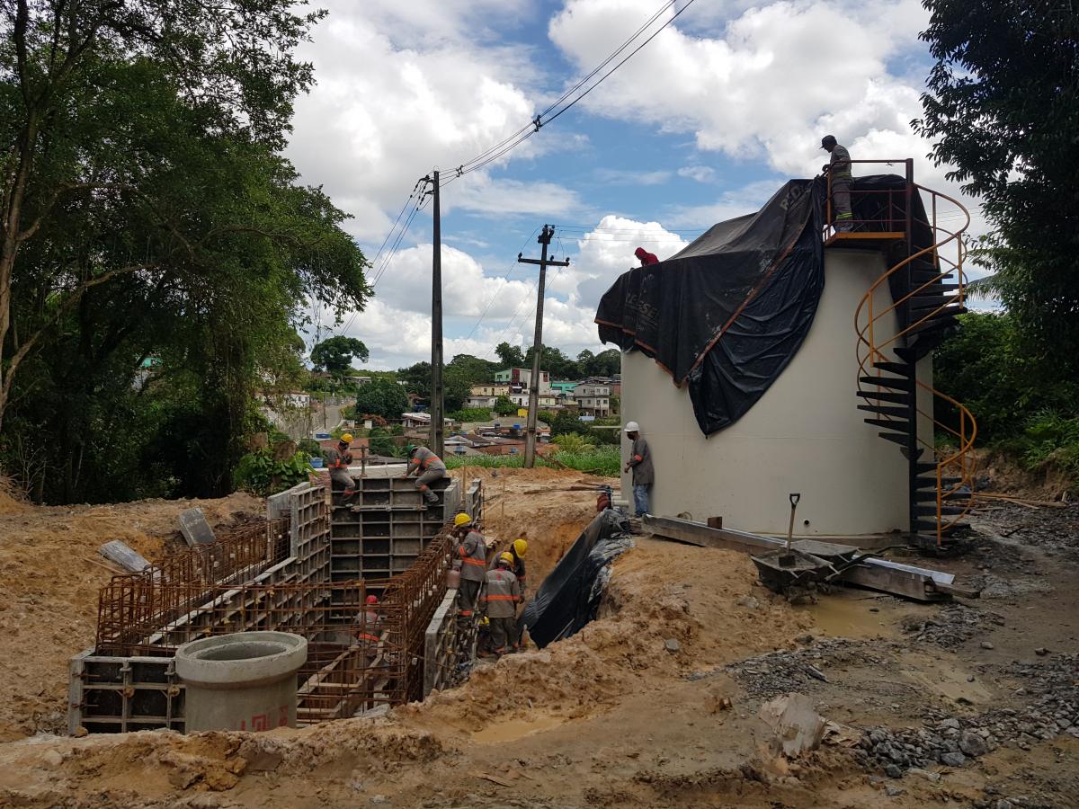 obra da estação de tratamento