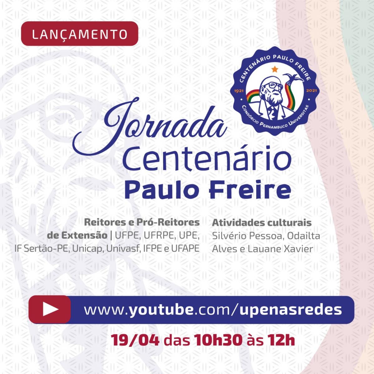 card com informações da jornada paulo freire e imagem de paulo freire